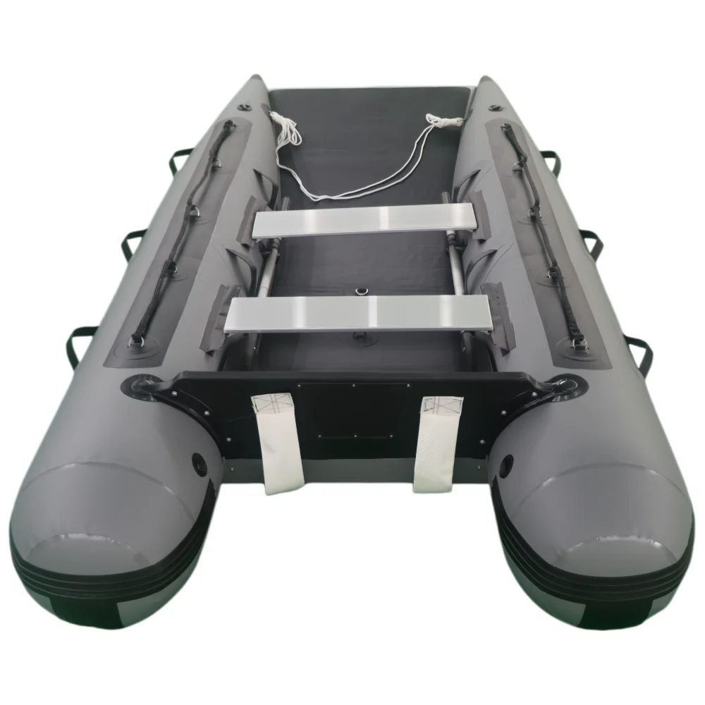 -For 330cm 15HP Catamaran Inflatable Boat 0.9mm PVC Foldable Stable Fishing Boat for Lakes Rivers Cruising^