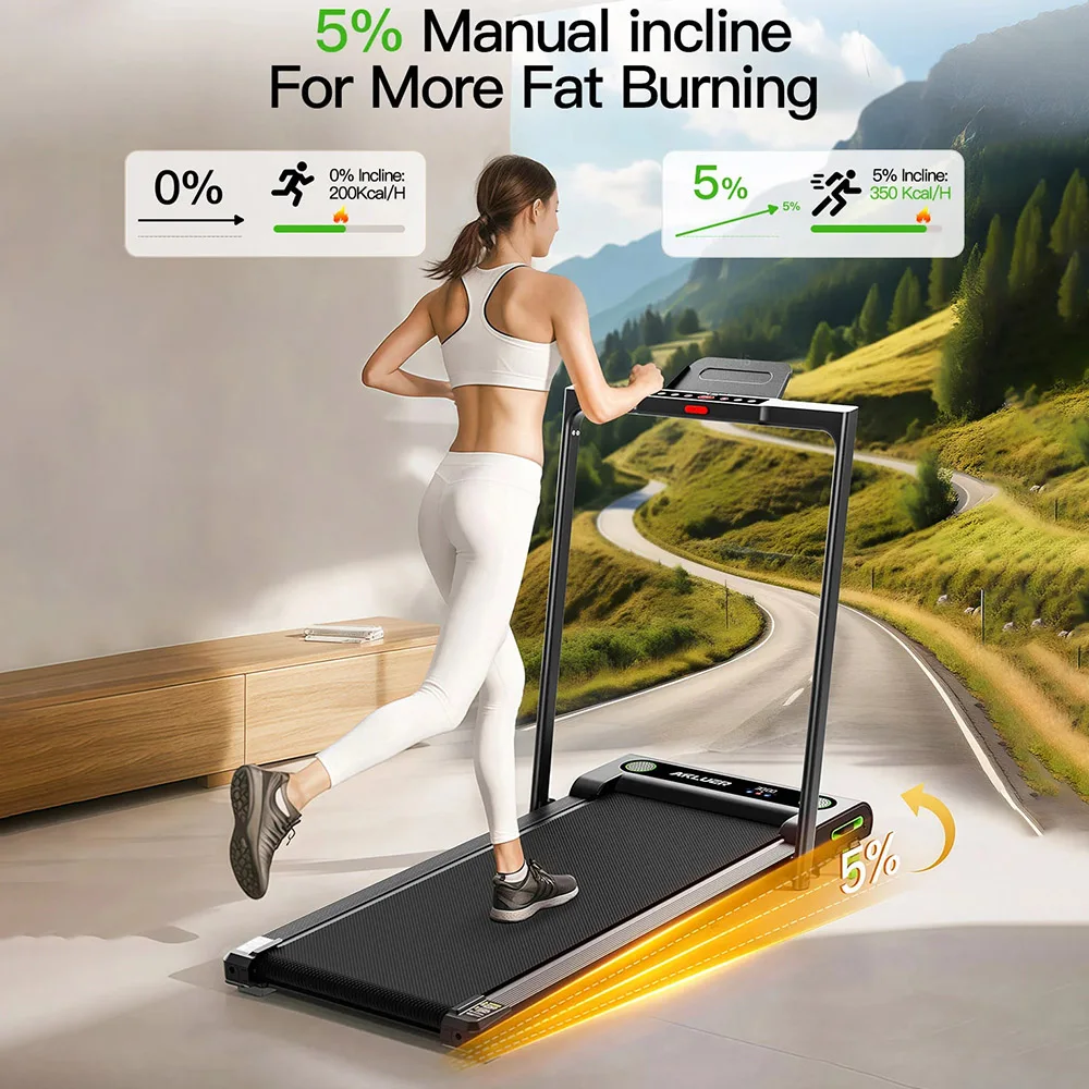 Akluer 480L-B Incline Walking Pad with Handle, 2.5HP Under Desk Treadmill, LED Screen & Remote Control, 330lbs Max Capacity, Foldable, Anti-Slip Running Belt & Shock Reduction System, Local delivery
