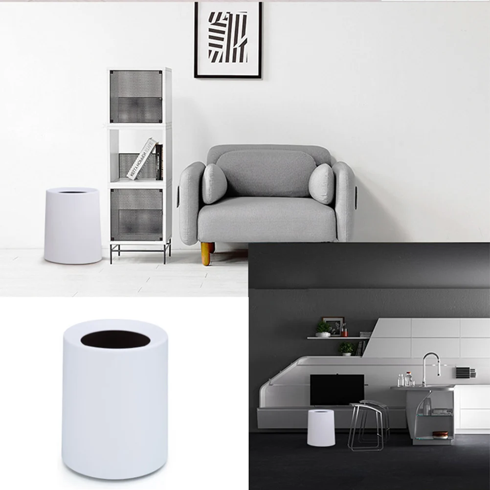 

Plastic Trash Can Kitchen Garbage Container Home Bedroom Waste Bin Small Space Dustbin Plain Color Durability Storage