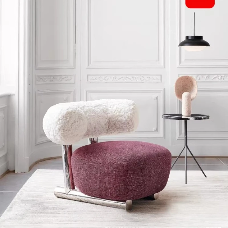 

Sled chair, Nordic modern simple single lamb wool sofa chair