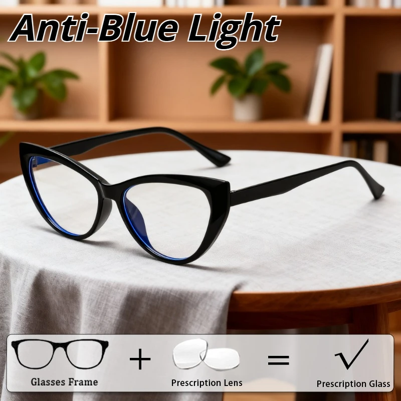 

Retro Cat-Eye Anti-Blue Light Customized Glasses Premium High-definition Comfortable Prescription Eyewear Optical Lenses