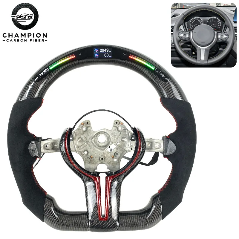 

LED Display Leather Carbon Fiber Steering Wheel for BMW X2 X3 X4 X5 X6 F20 F30 F31 F32 F80 F22 F23 F10 F11 F18 Car Interior