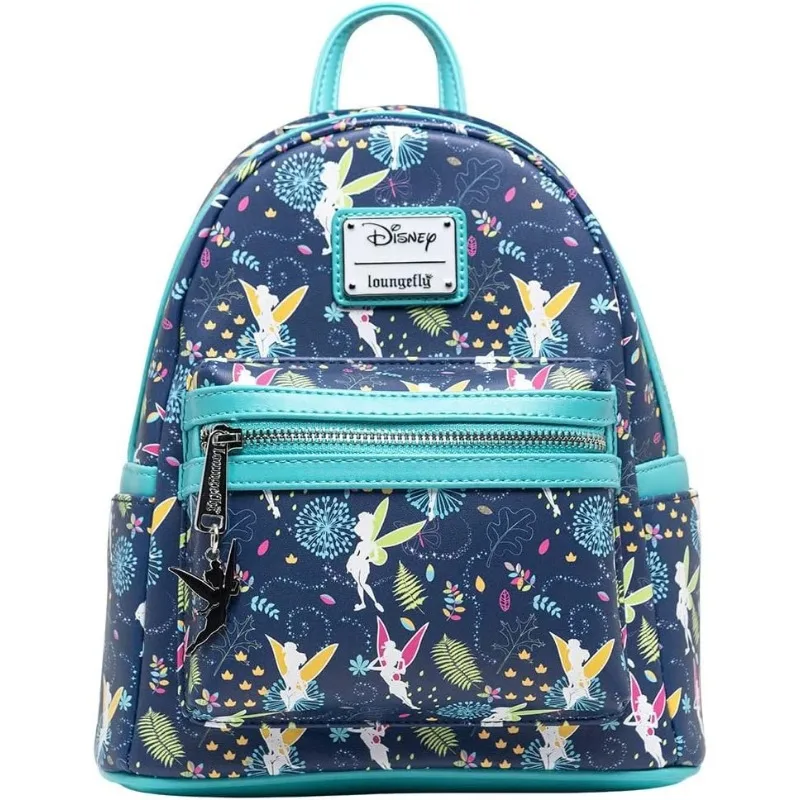 Disney Loungefly Women's Teal Tinkerbell Glow in The Dark Allover Print Backpack