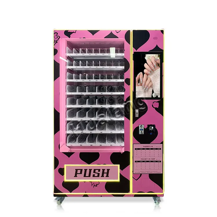 Cloud-based Smart Control Spiral Vending Machine with 21.5 Inches Touchscreen Large Capacity Nail Art Vending Machine for Makeup
