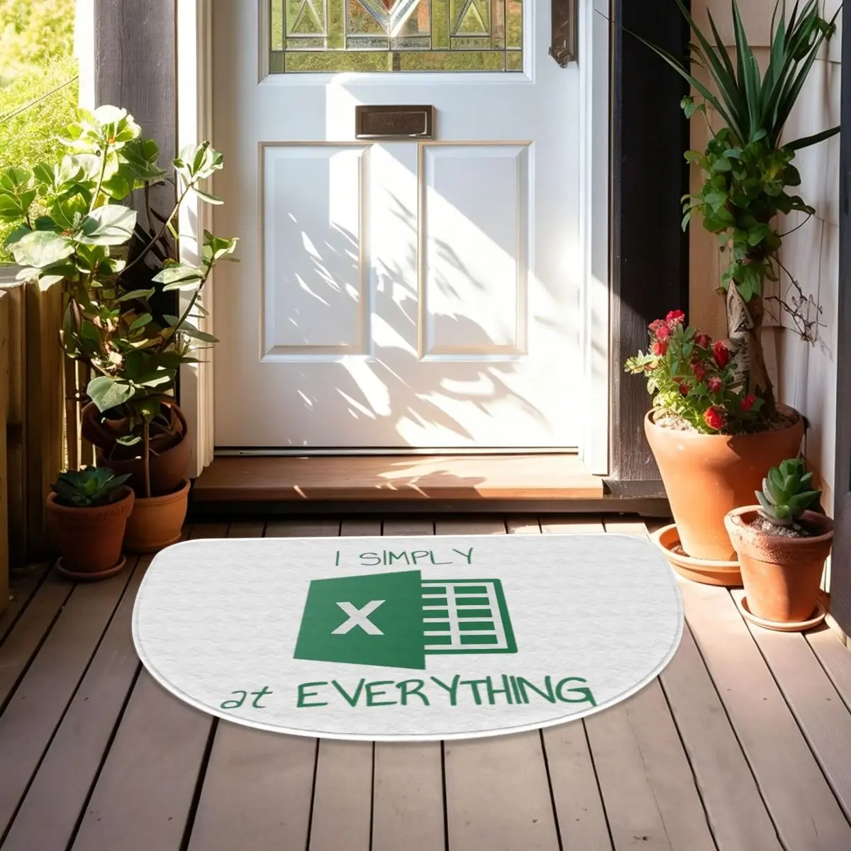 I Simply Excel At Everything Flannel Half Round Doormat Non Slip Bathroom Mat Absorbent Floor Carpet for Laundry Room Bathroom