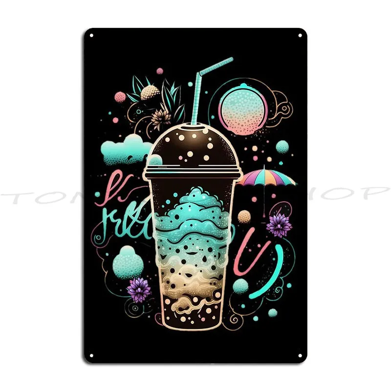 Kawaii Bubble Tea Lover Gift Asian Drinks Cute Anime Metal Sign Club Vintage Personalized Cinema Customize  Tin Sign Poster