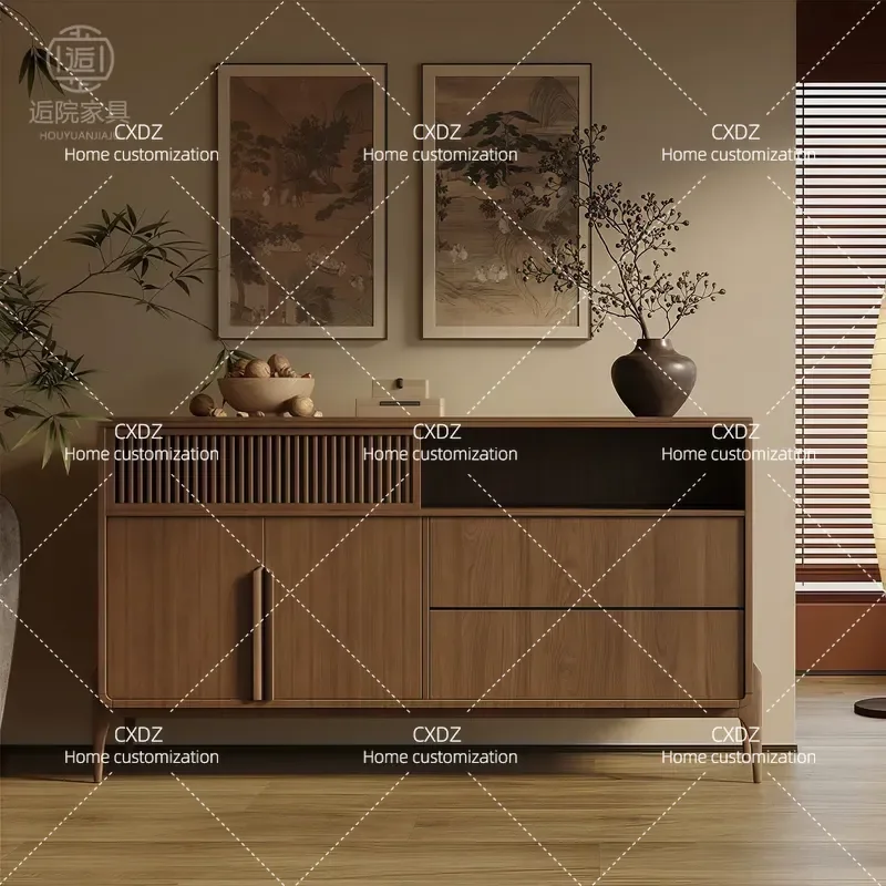 New Chinese Style Home Improvement Dining Side Cabinet Against The Wall Living Room Wine Cabinet Tea Cabinet Household Bucket