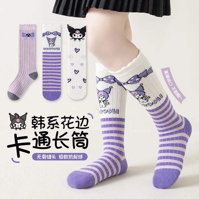 

Sanrio Kuromi cotton socks autumn thin socks children cartoon cute calf socks baby lace stockings