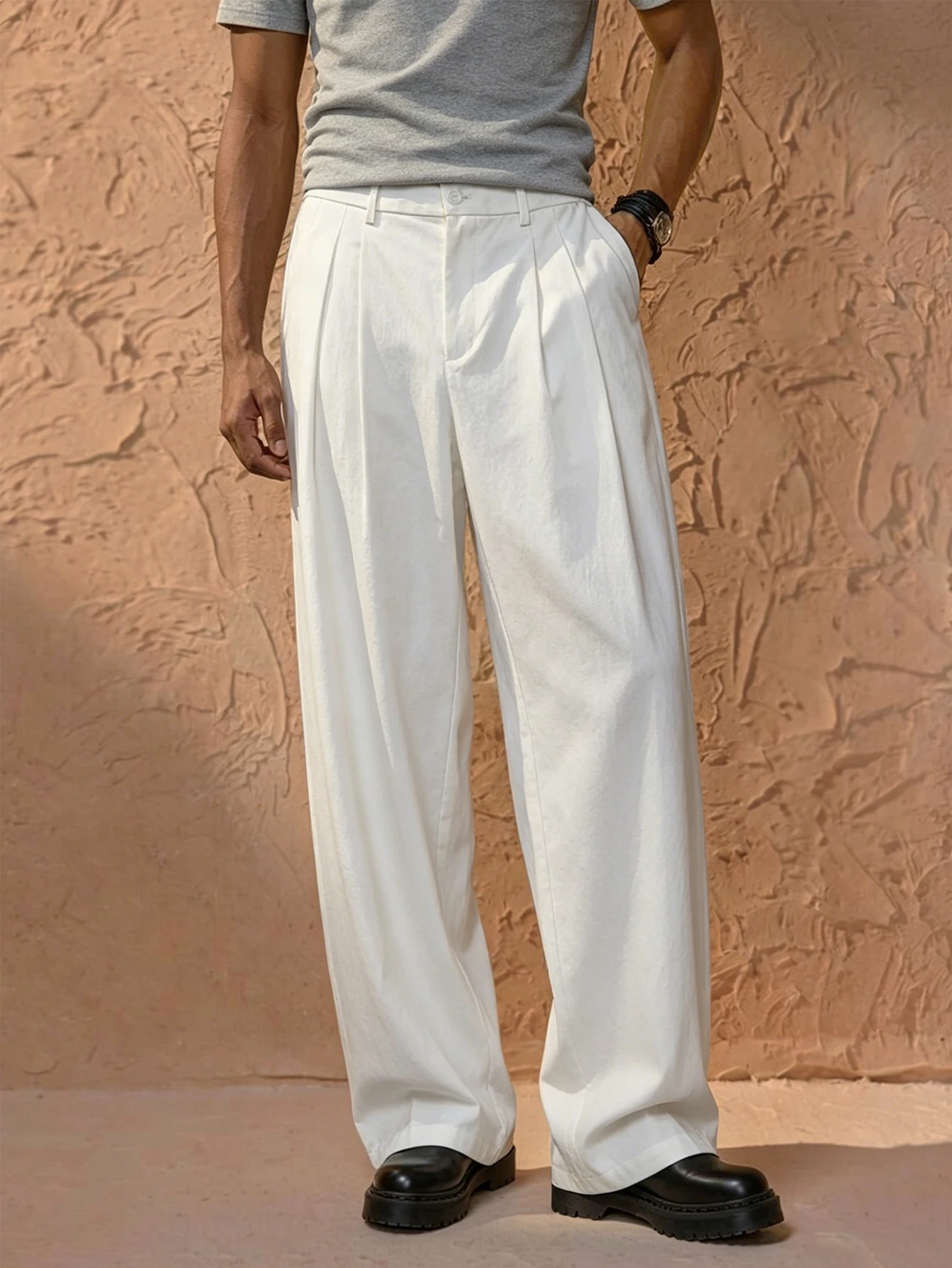 

Men's Italian High Waist Straight Suit Pants 2026 SS New, Woven Loose Formal Trousers for Daily Commuter Business Wear