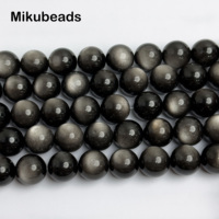 Wholesale Natural 5A 6mm 8mm Silvery Obsidian Smooth Round Loose Beads For Making Jewelry DIY Bracelet Necklace
