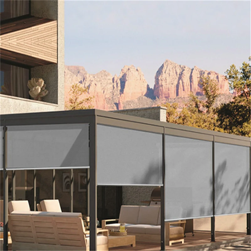 

Clear Waterproof PVC Pergola Blinds Blackout Roll Up And Down Outdoor Louver Sunscreen Sun Production Blind For Outdoor Use