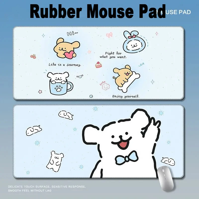 

Line Puppy Large XXL Rubber Kawaii Anti-slip Waterproof Portable Table Desktop Pad Keyboard Office Table Game Mat Locked Edge
