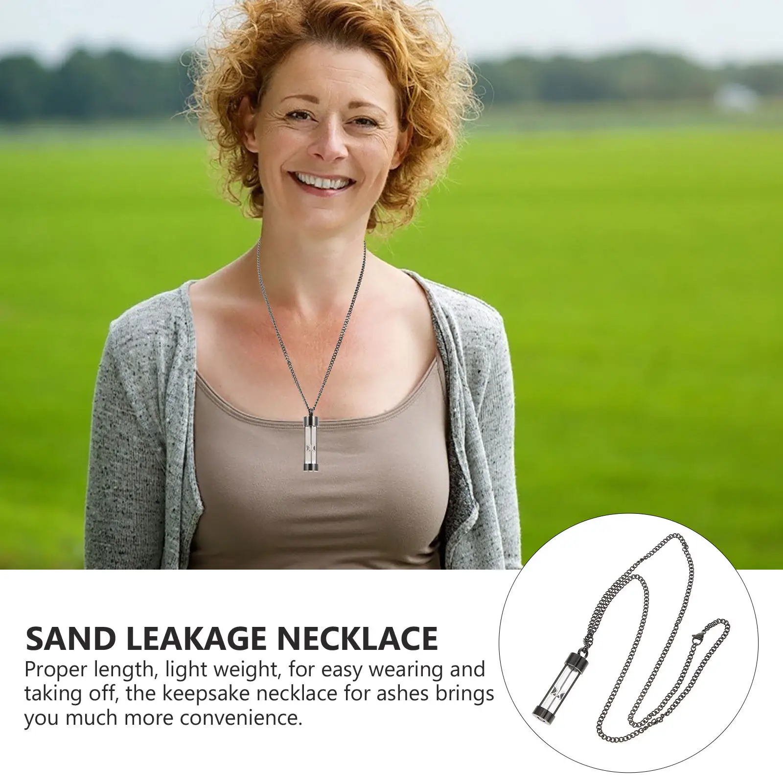 

Keepsake Necklace for Ashes Women's Hourglass Vial Urn Pendant in Premium Titanium Steel Fade Resistant Comfort Fit Memorial