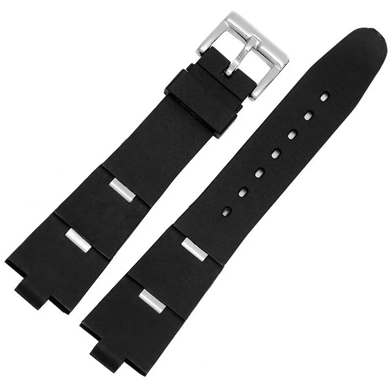 Rubber Watch Accessories Band for Bvlgari Bulgari watch strap 22*8mm 24*8mm silicone Convex belt women's Black wristband