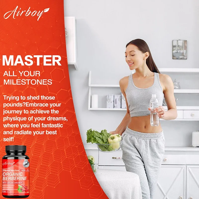 Kapsułki Berberiny - z Cynamonem Cejlońskim - Regulacja Poziomu Cukru we Krwi, Zdrowie Układu Krążeniowego, Wspomaganie Trawienia, Wspomaganie Metabolizmu - Suplement