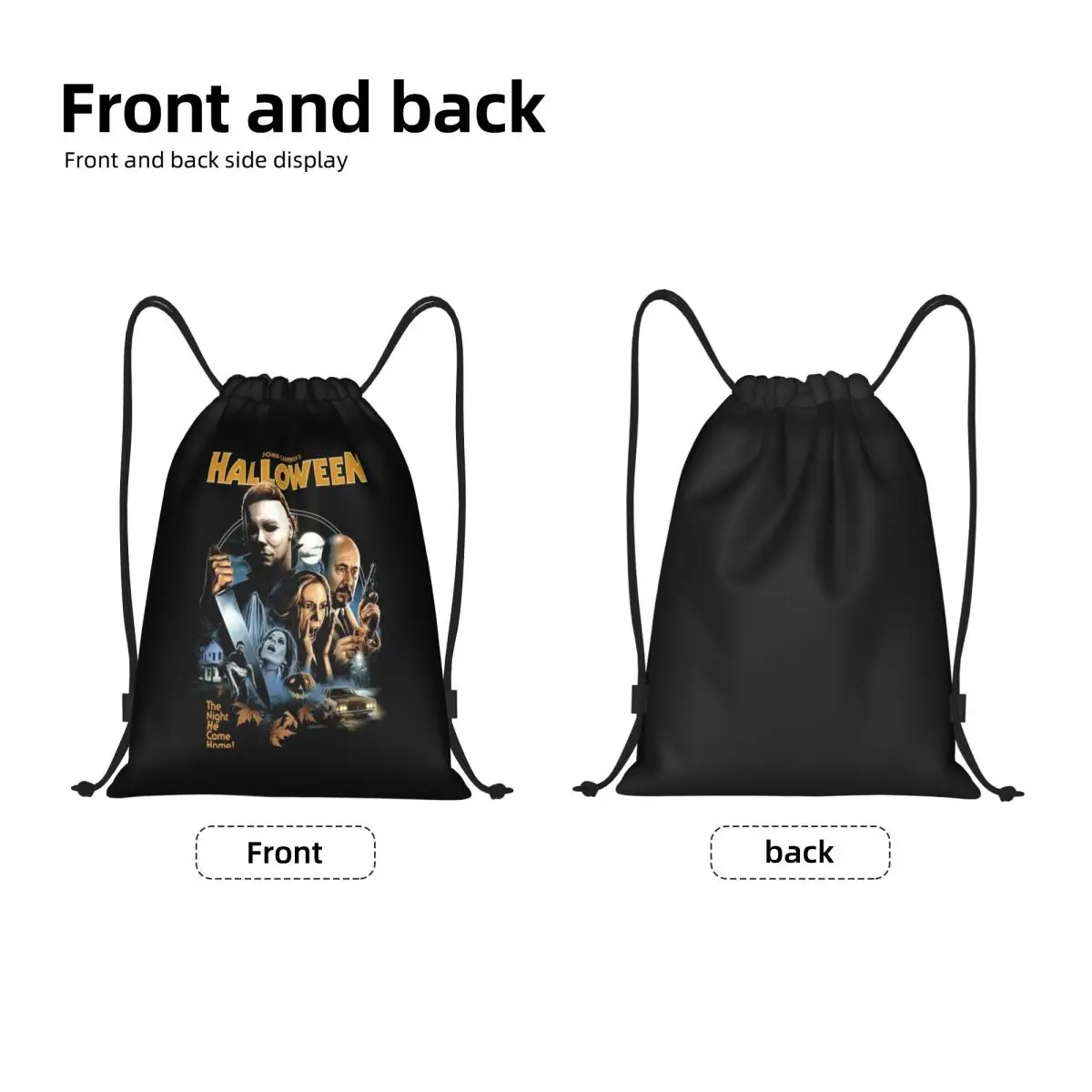 Mochila de almacenamiento con cordón para hombre y mujer, bolso ligero para guardar cuchillos Michael Myers, película de terror, deportes y gimnasio, personalizado para Halloween