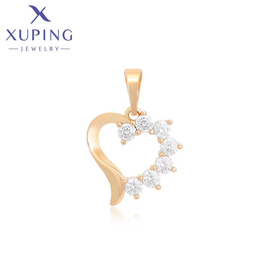 Xuping Jewelry New Arrival Simple Heart Stone Fashion Romantic Pendant with Chain of Gold Color Women Exquisite Gift X000730368