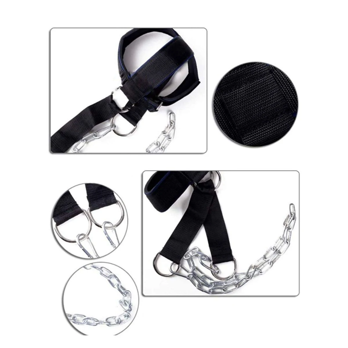 Professioneller Kopf- und Nackengurt mit Stahlkette | Premium Nackenstärkungsgurt für Boxen, MMA & Ringkampf | Verstellbarer Kopf – Detail 2