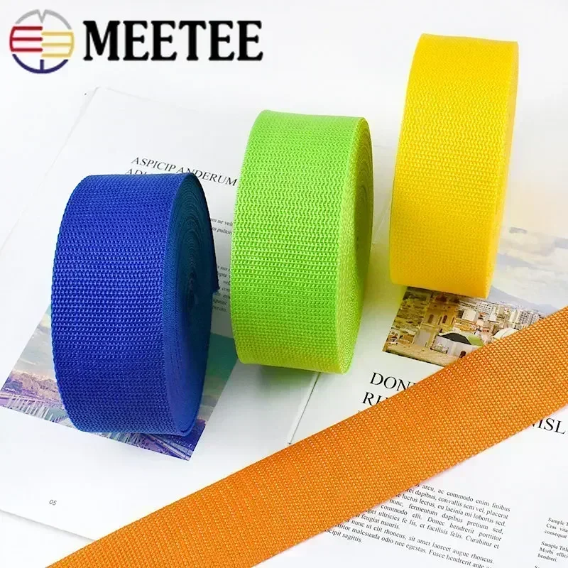 Meetee 5Meter 20-50mm Polypropylene PP Nylon Webbing Ribbon for Belt Strap Dog Collar Harness Outdoor Band Garment Shoes Tape