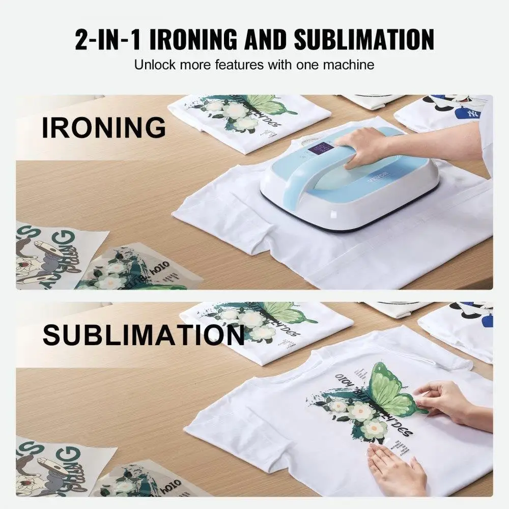 Heat Press Machine 12x10in Portable Heat Transfer Machine Blue White