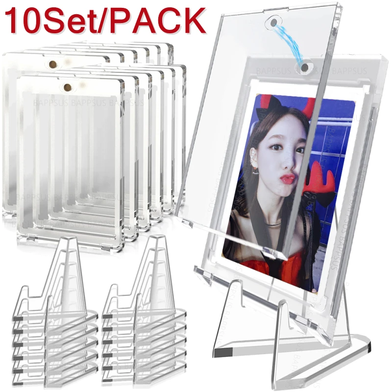 

1-10Set Transparent Magnetic Card Holder 35PT Case Set Kpop idol Photo Card Protector Sleeves Display Stander Sports Cards 3inch