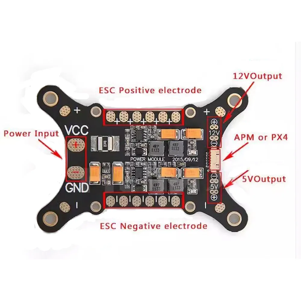 5 in 1 Damping Plate +ESC Power Distribution Board +5V&12V BEC +Current/Voltage Sensor +Power Module for Pixhawk APM 2.5 2.6 2.8