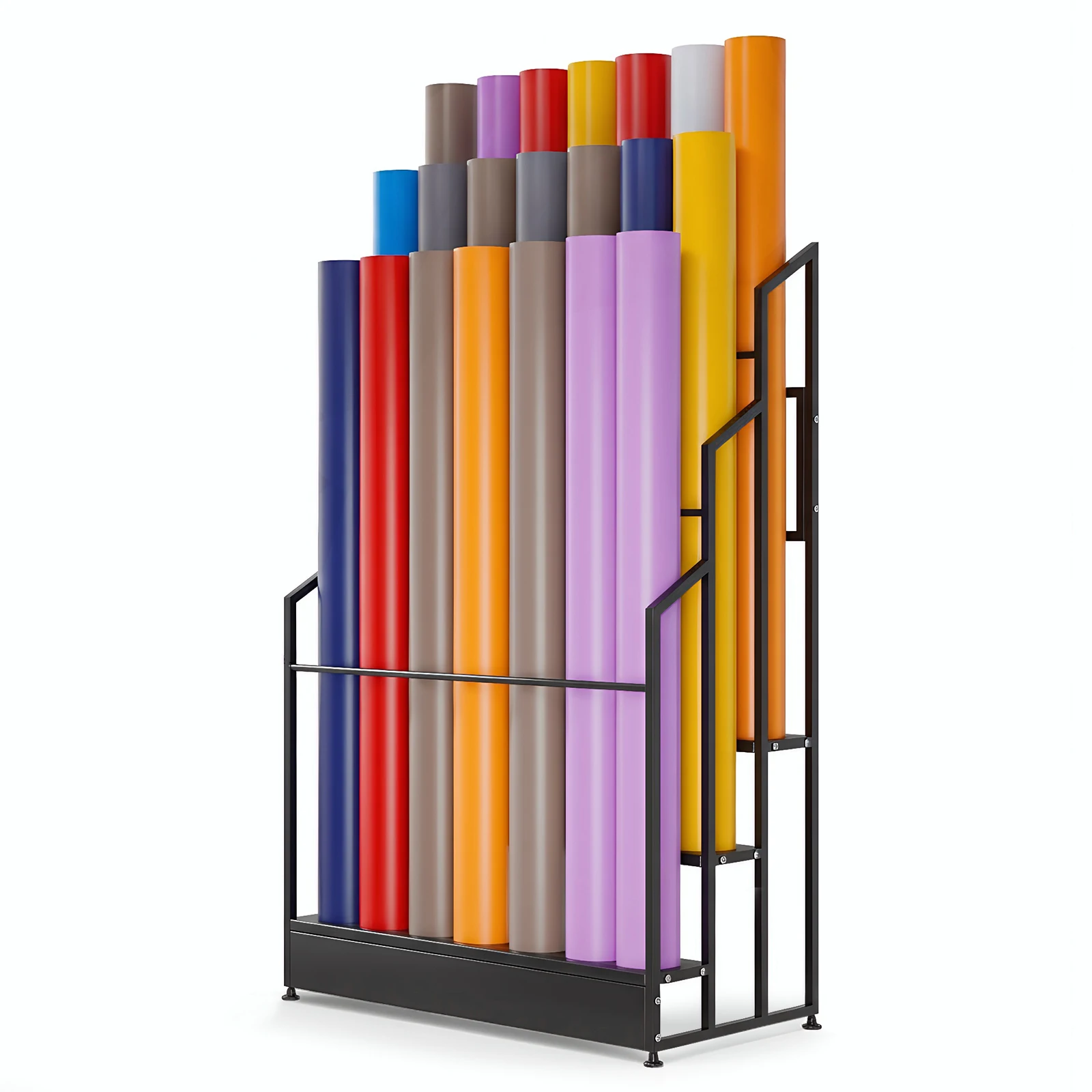 

3 Tier Heavy Duty Steel Organizer Holder Floor-Standing Vinyl Car Wrap Film Display Rack with Adjustable Rails for Tablecloth