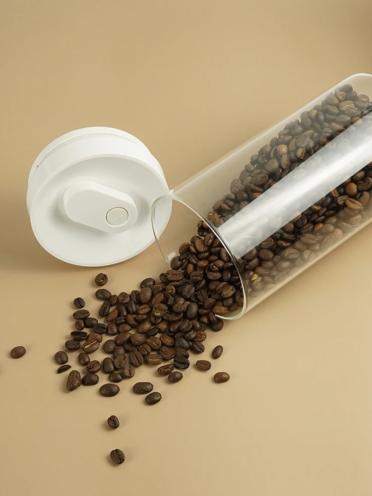 Round Vacuum Coffee Bean Glass Sealing Jar, Tea, Milk Powder, Coffee Powder Storage Jar