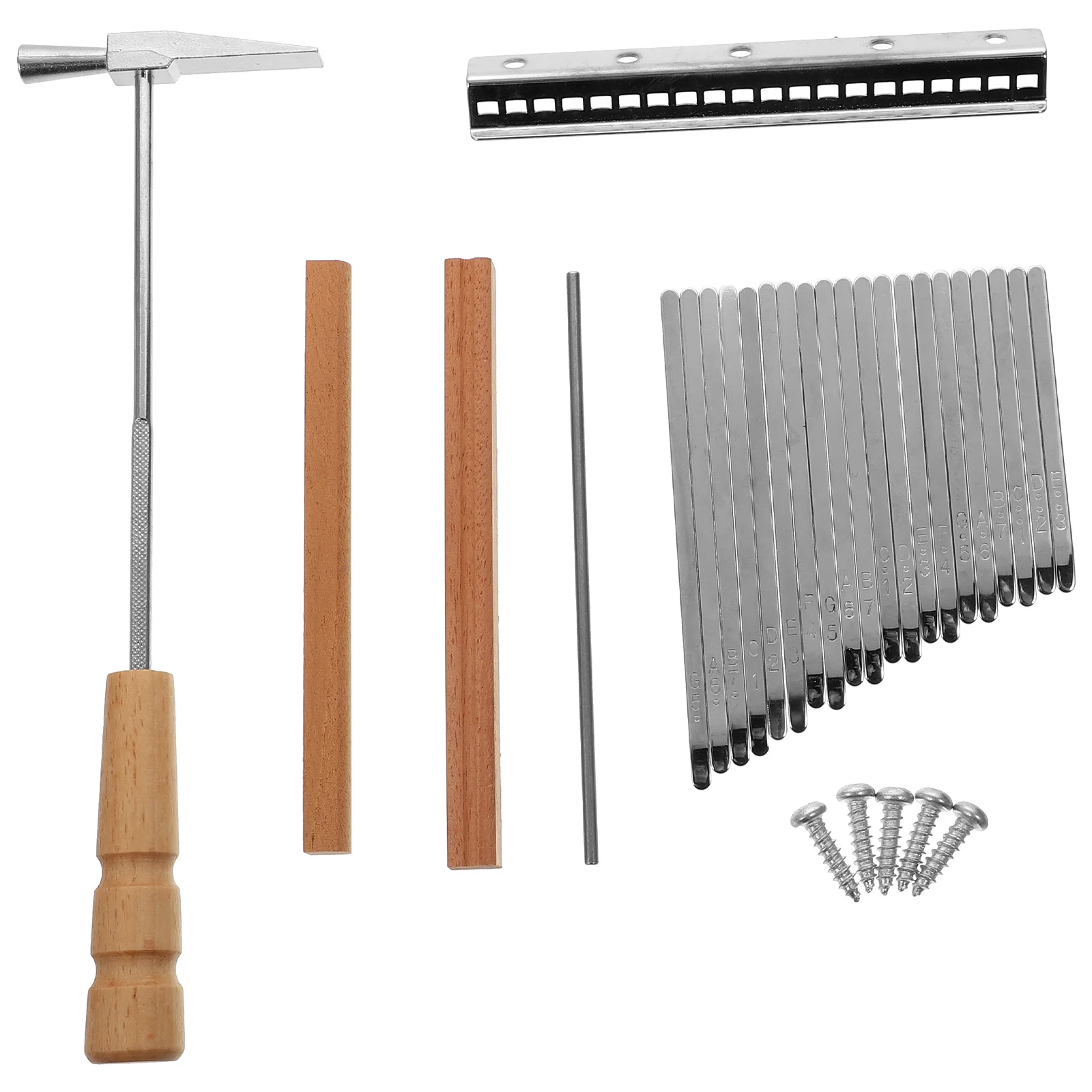 

Thumb Piano Set Kalimba Parts Steel Keys Wooden Tools Music Instrument Supplies Screws