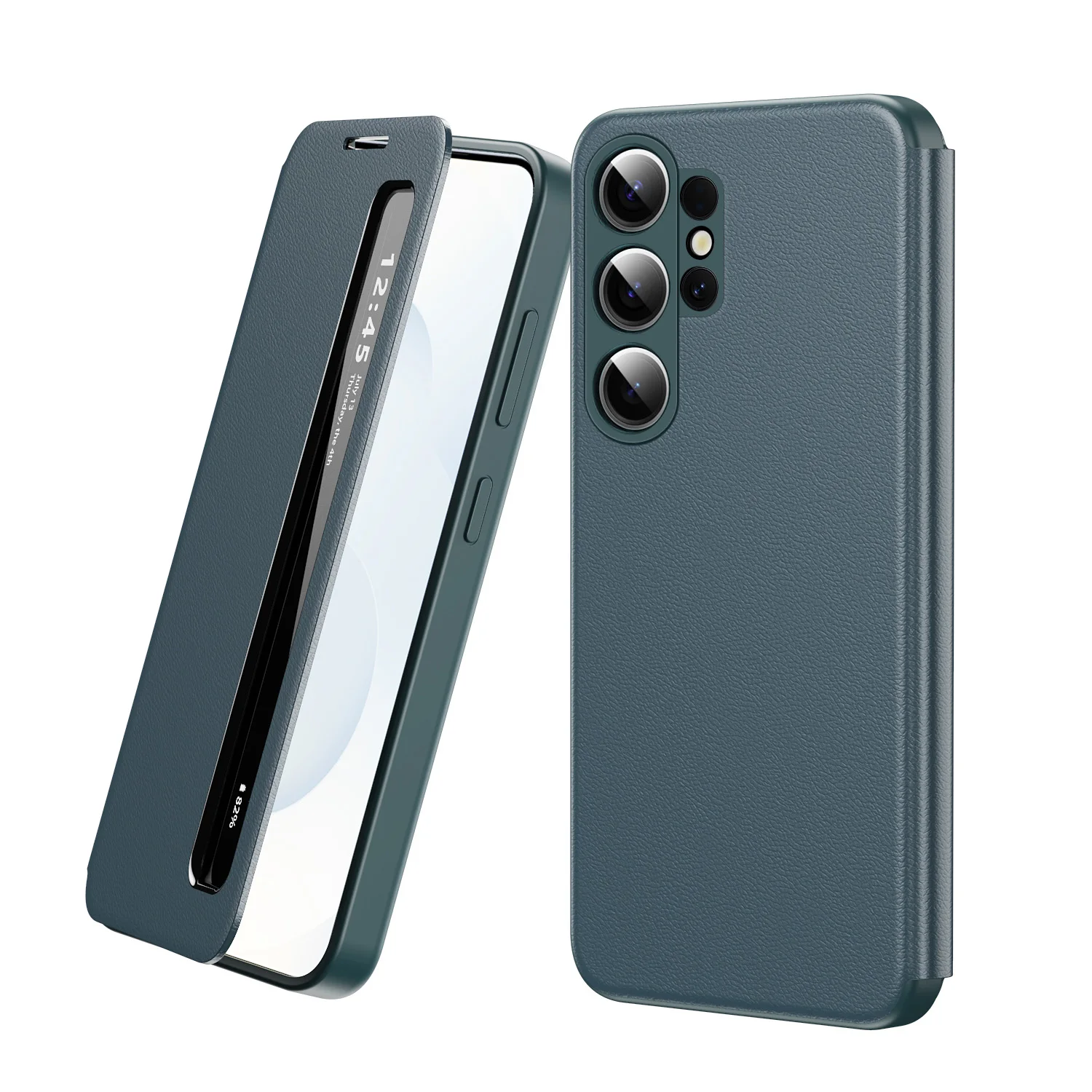 Inteligentne skórzane etui z okienkiem i dotykowym wyświetlaczem do Samsung Galaxy S26 S25 S24 S23 S22 Ultra Plus FE Edge, futerał z klapką, obudowa. — zdjęcie produktu 6