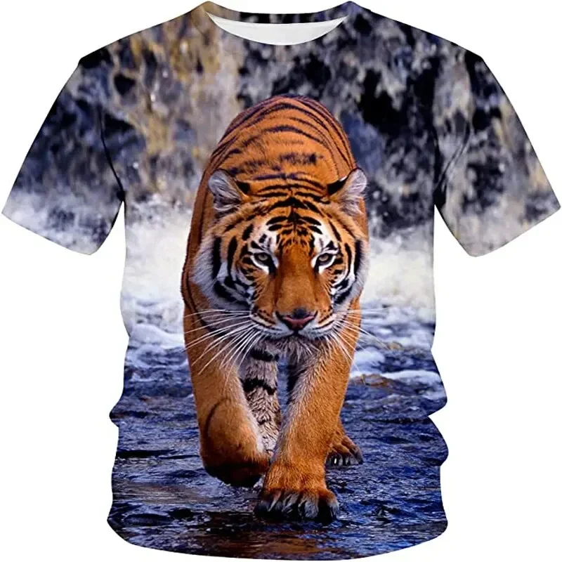 Summer Animal Tiger 3D Print T-Shirts Streetwear Casual Men Women Fashion Short Sleeve T Shirt O-Neck Kids Tees Tops Clothing