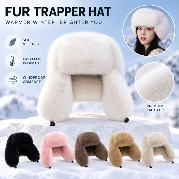 Faux Fur Bomber Hat Or Women And Men Windproof Warm Earmuffs Windproof Earflap Cap Thickened Russian Caps Ear Protection Hats