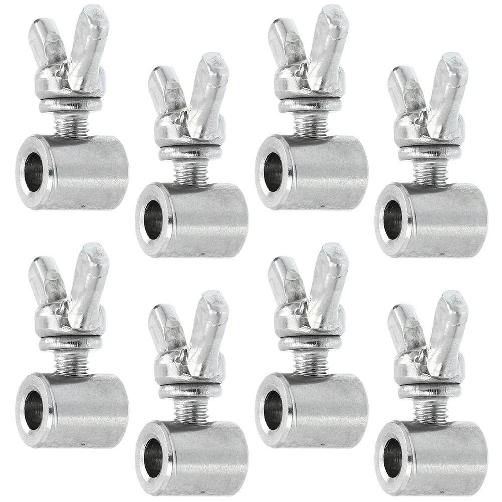 

8pcs Wire Rope Butterfly Buckle Stainless Steel Cable Clamps Single Strand Adjustable Screws for Outdoor Use