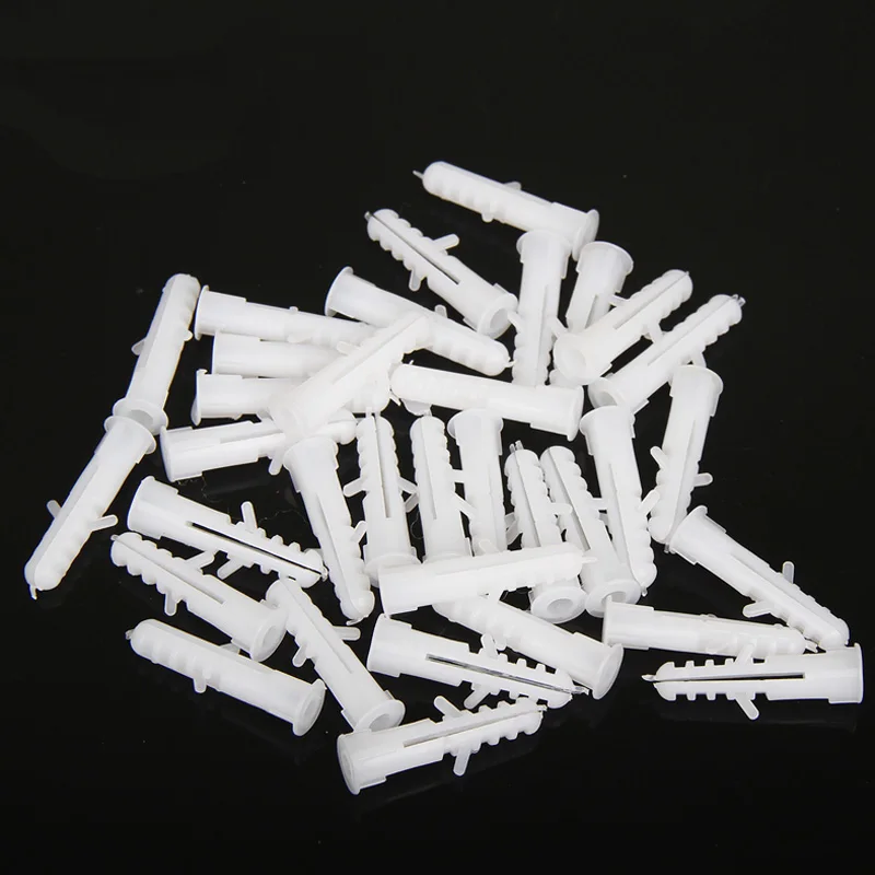 

1000/500/250 Pcs M6 M8 M10 M12 Ribbed Plastic Anchor Wall Plastic Expansion Pipe Tube Wall Plugs White For Self-tapping Screws