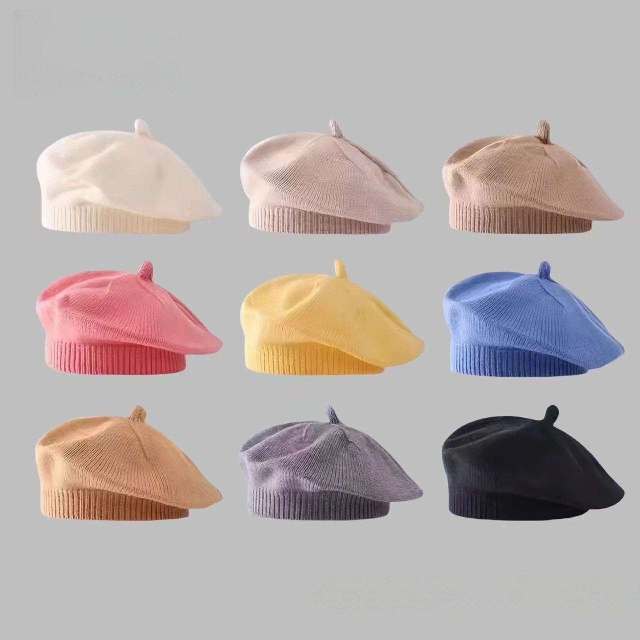 Spring and Autumn Thin Beret Hat for Men Women  Knitted Wool Hat Solid Color Plain Hat Trendy for Autumn and Winter