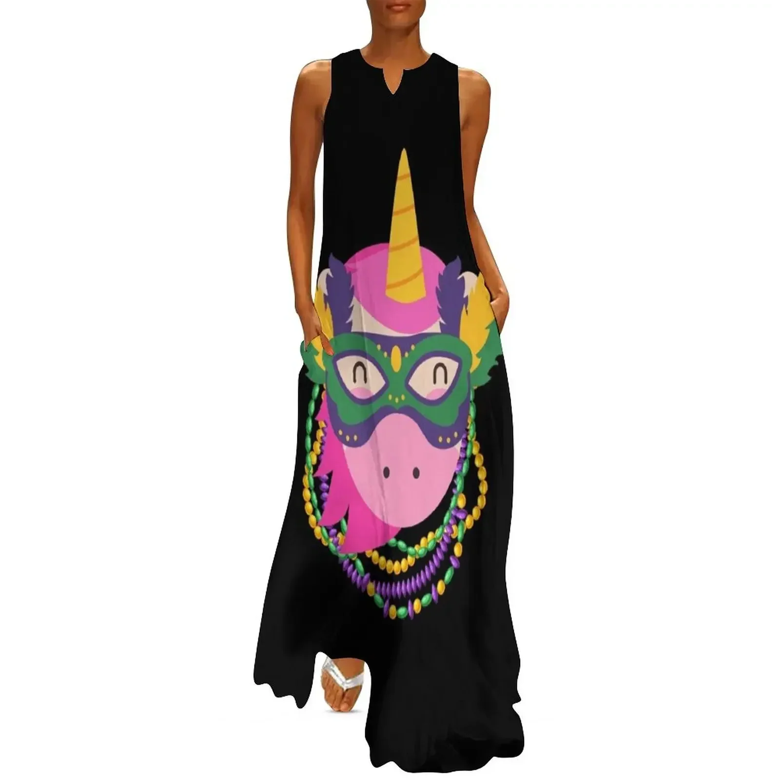 

Mardi Gras Unicorn - Funny Colorful Mardi Gras Unicorn For Unicron Lovers Long Dress Women's summer dresses Dress