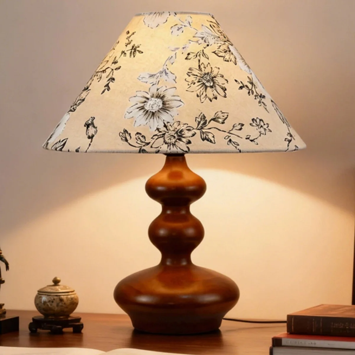 Vintage Wood Table Lamp Iron Desk Lamp Inside Light Mood Light Desk Beside Light  For Living Rooms Bedrooms Study Rooms
