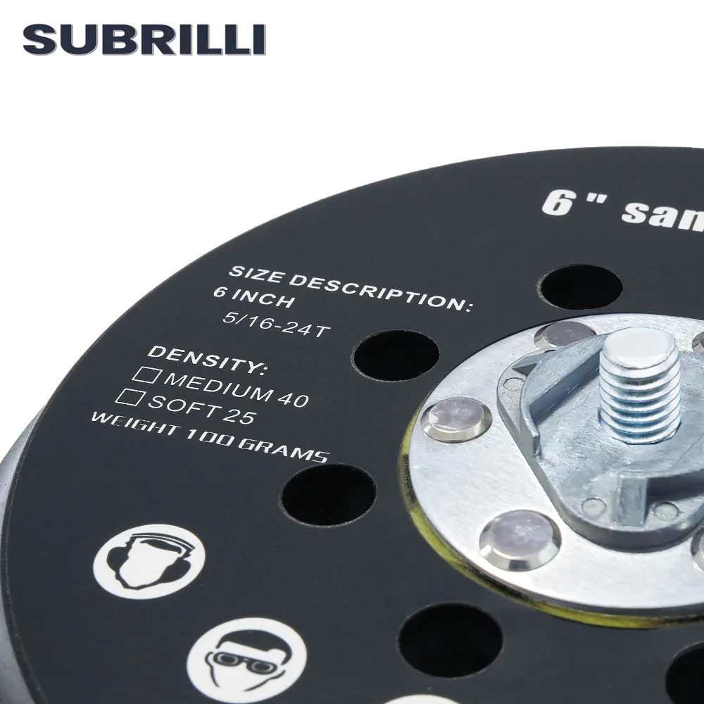 SUBRILLI 6 بوصة DA دعم لوحة مزدوجة العمل مرنة الداعم الوسادة الغبار الحرة الرملي حامل هوك وحلقة لوحة التلميع الكاشطة