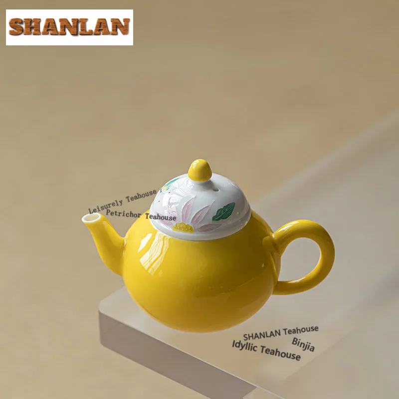 130ml Stack Painting Sunflower Teapot Elegant Tea Infuser Pot Tea Making Kettle With Ball Hole Puer For Tea Supplies Collection