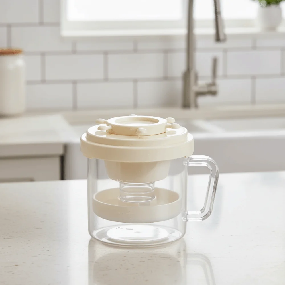 Spring Press Yogurt Strainer With Filter Cloth Rotating Wheel Handle Yogurt Whey Separator Fine Mesh Efficient Yogurt Filter