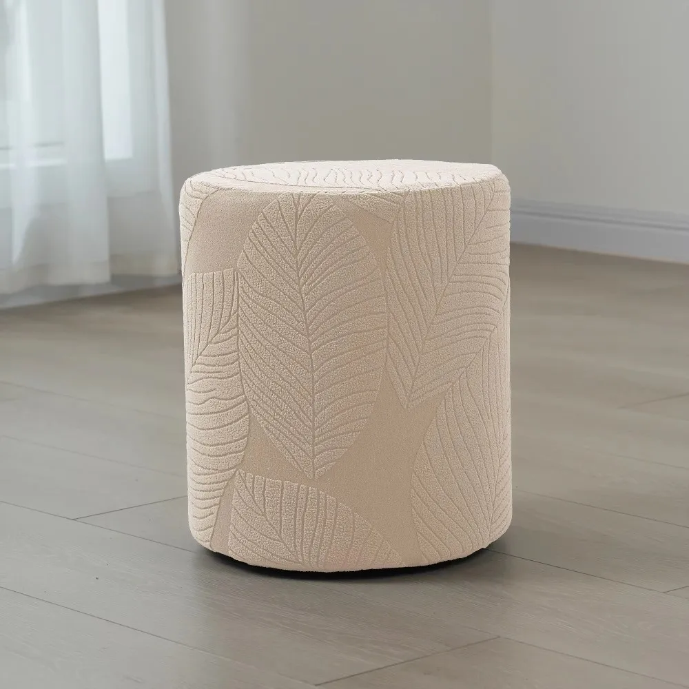 Fashion Elastic Ottoman Slipcover Leaf Jacquard All-inclusive Footstool Cover Non-Slip Washable Protective Cover For Living Room