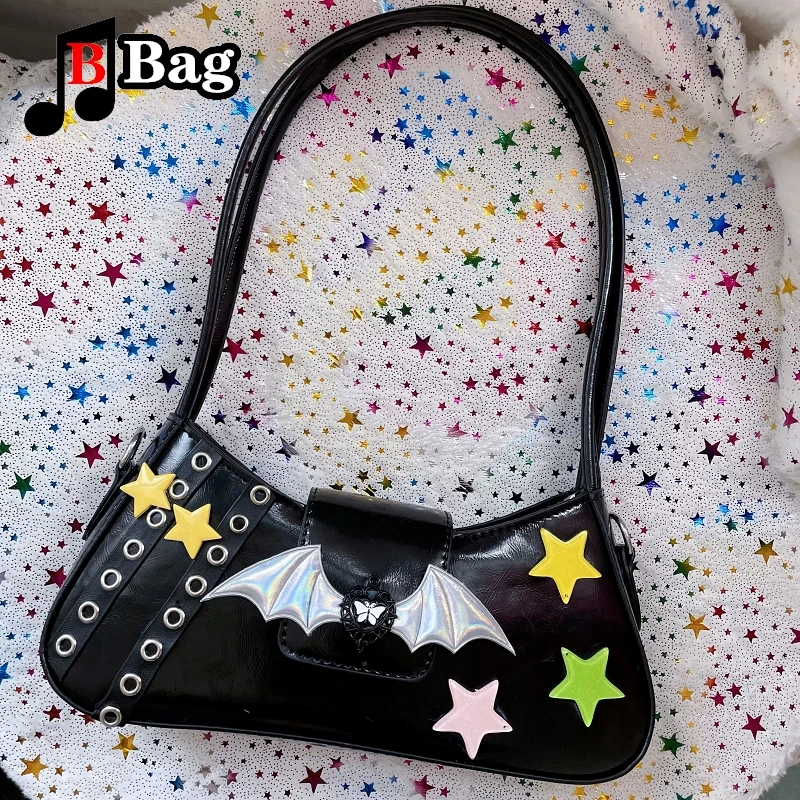 Bat Wing Versatile Bag Fashion Dark Tote Crossbody One Shoulder Underarm Handbag Spicy Girl y2k Harajuku woman