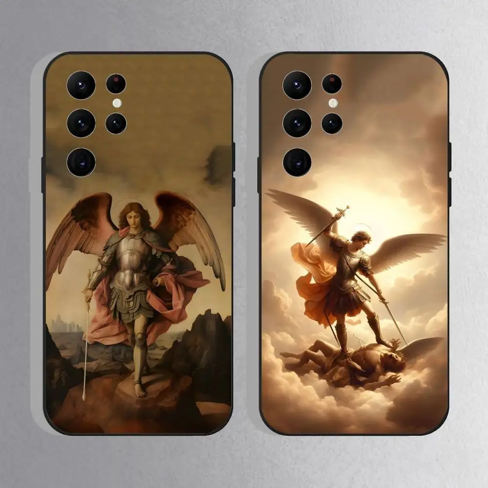 

Archangels Michael Phone Case For Samsung S25,S24 Ultra,S20,S30 plus,S22 Plus,S23,Ultra 5G Silicone Black Shell