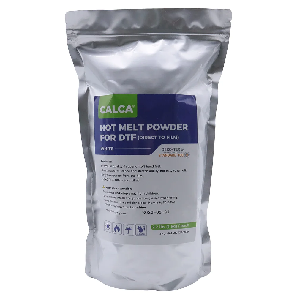 CALCA Direct to Film TPU DTF Powder Digital Transfer Hot Melt Adhesive 1kg White Powder Wholesale Bulk for DTF Shaker Machine