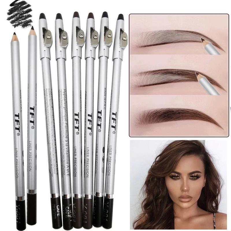 1/3pc Eye Brow Pencil Waterproof Professional Eye Makeup Pen Tip Easy Color Natural Black Brown Cosmetic Eyebrow With Sharpener