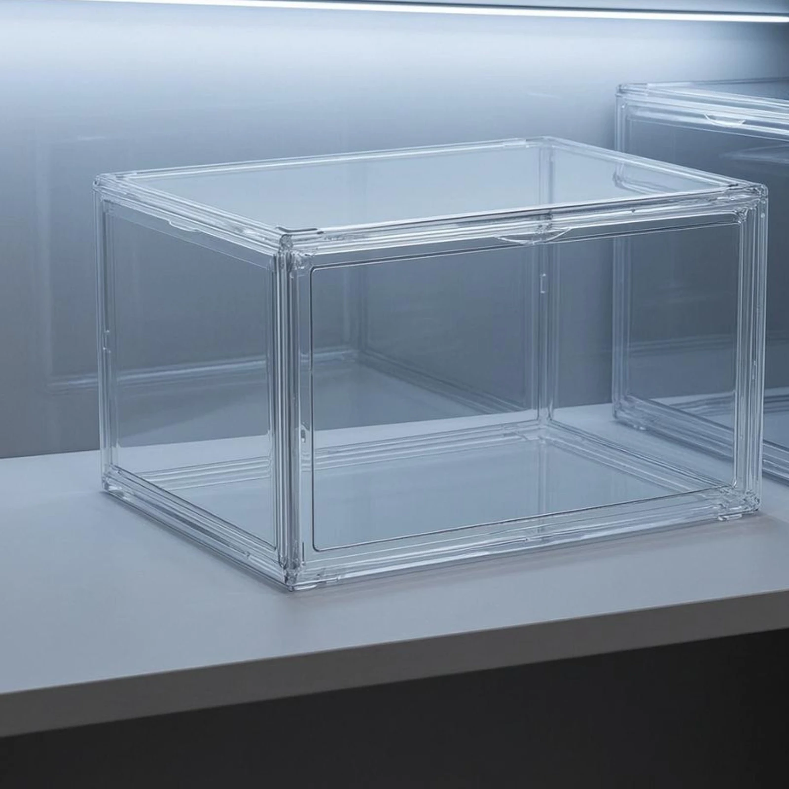 Clear Shoe Organizer Rigid Plastic Stackable Shoe Display Box Lisse Finition Storage for Entryway Closet view 2