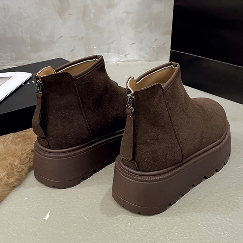 Stylish Platform Plush Ankle Boots New Thickened Simple Comfort Snow Boots Winter Retro Warm Cotton Women's Ankle Boots Shoes