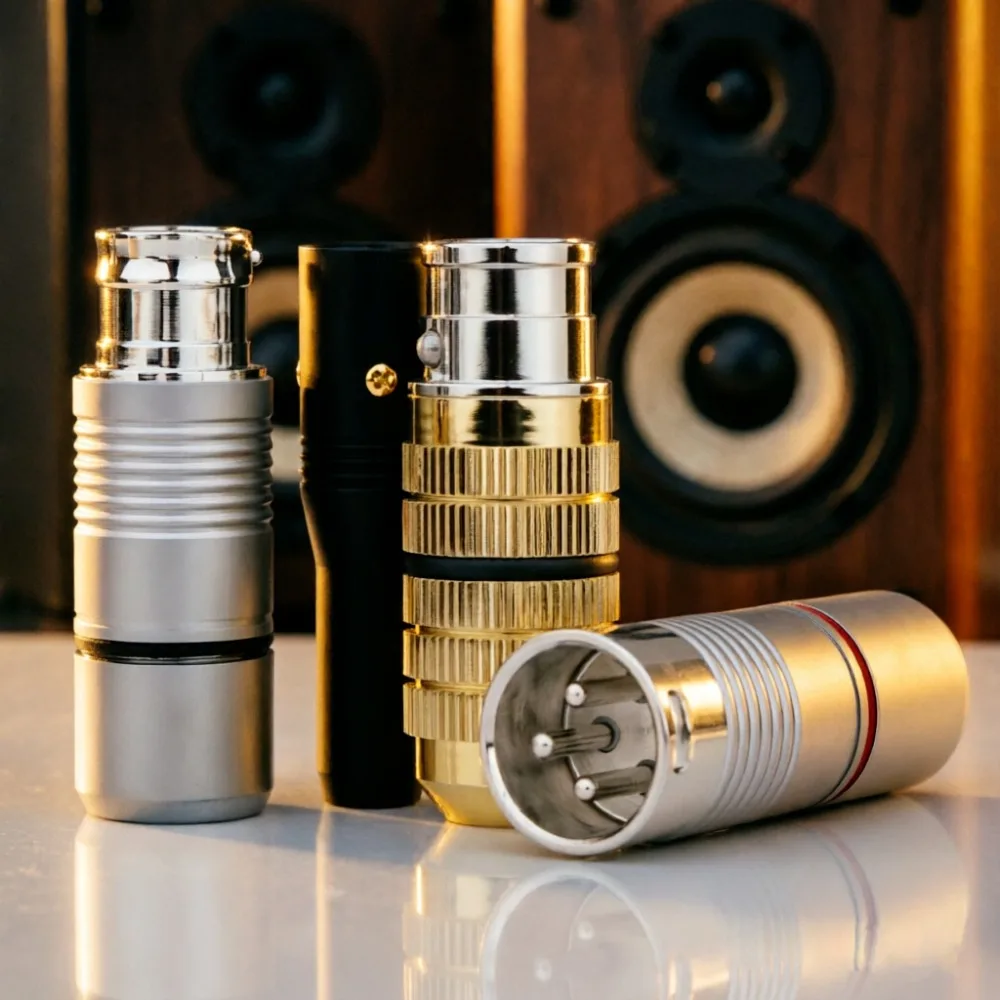 Hi-End XLR Audio Connector Set – Rhodium Plated Balance Plug & Silver Plated Tellurium Copper Male/Female DIY Cable Connector