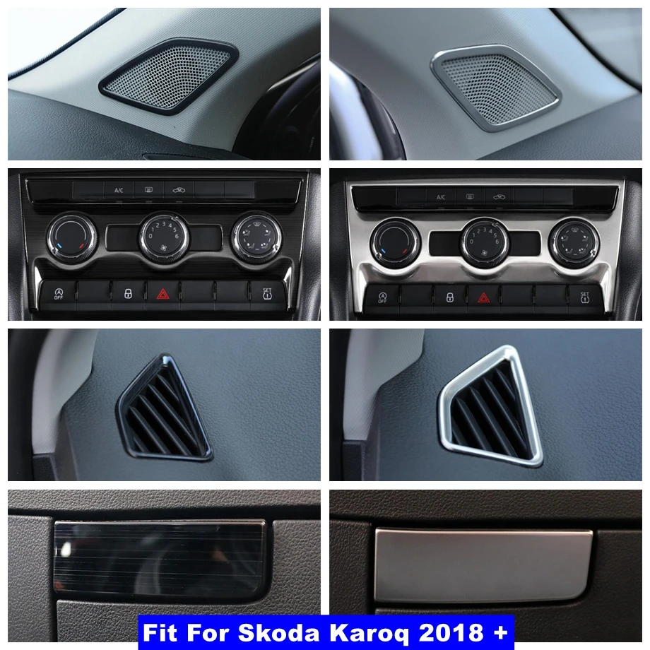 

Auto Pillar A Speaker / Glove Storage Box / Air AC Outlet Vent Control Panel Cover Trim Accessories For Skoda Karoq 2018 - 2022