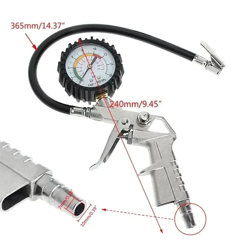 Tipo de pistola de pressão para compressor de ar durável medidor de pressão dos pneus para carro motocicleta suv inflator bombas ferramentas de reparo dos pneus